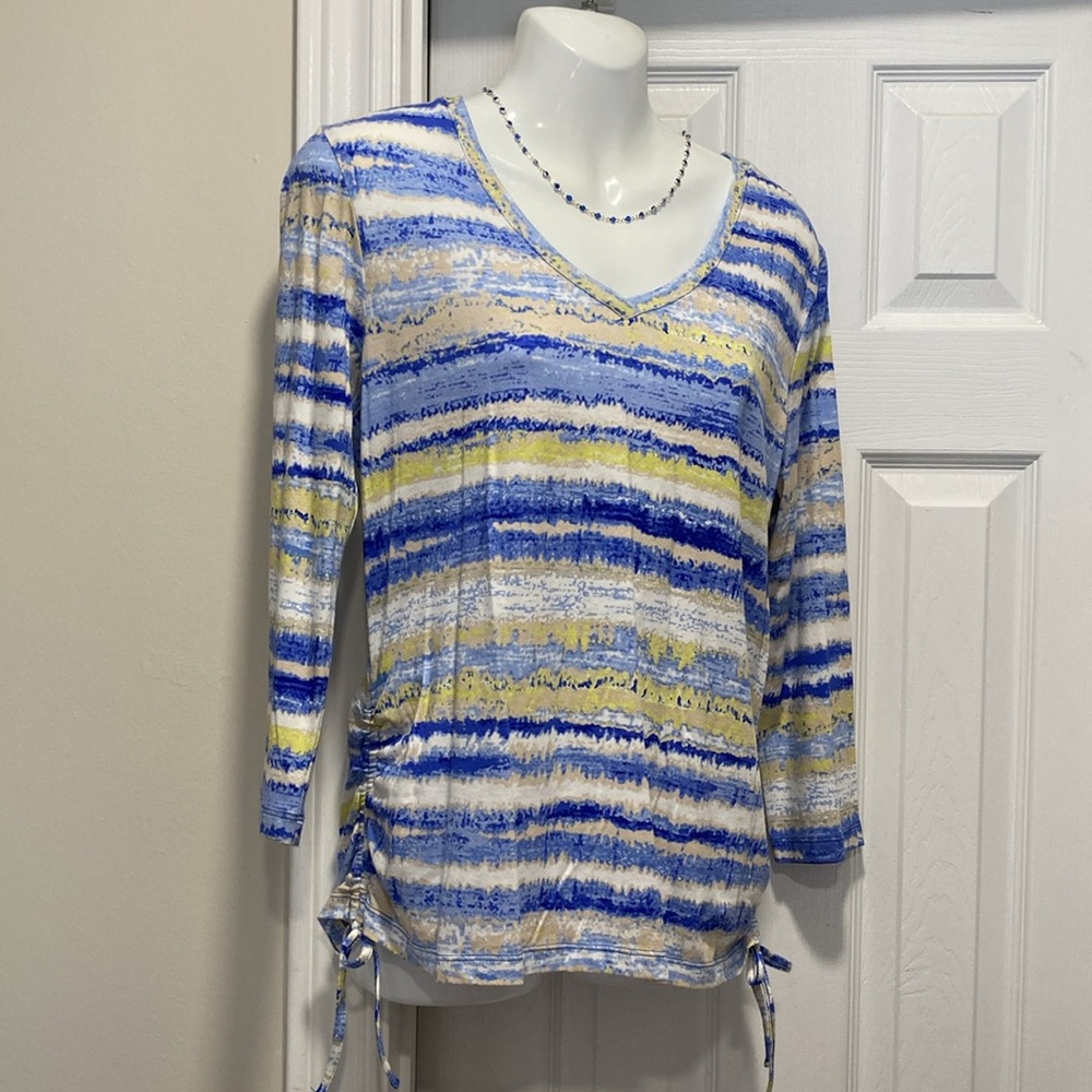 Caribbean🌴Joe Island Supply Co. Blue V-Neck Top & Side String Design - Sz PM